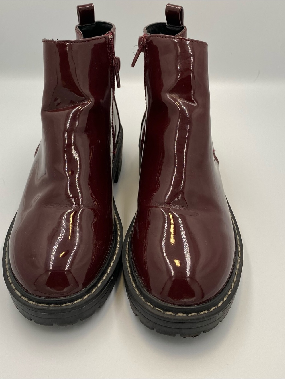 Forever 21 Burgundy Patent Platform Ankle Boots